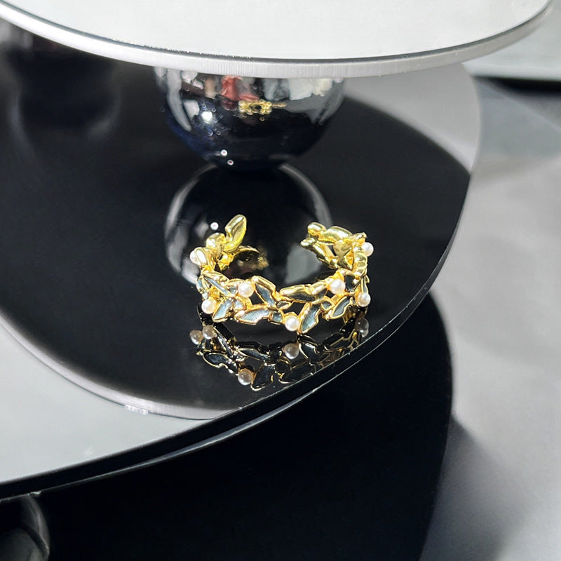 Wholesale Chinese style blue lace enamel niche ring