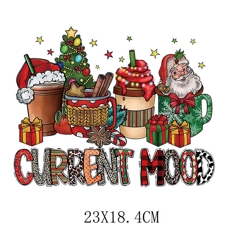 Wholesale Christmas tree and old man heat transfer print  UV DTF Ready to Press Transfers Wraps