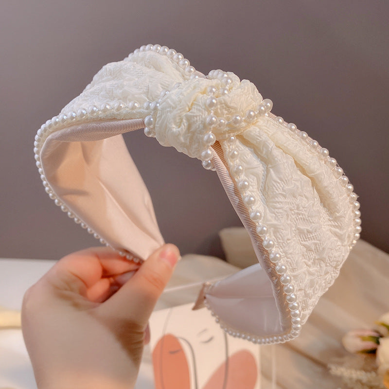 Wholesale Large Bow Cream White Simple Headband
