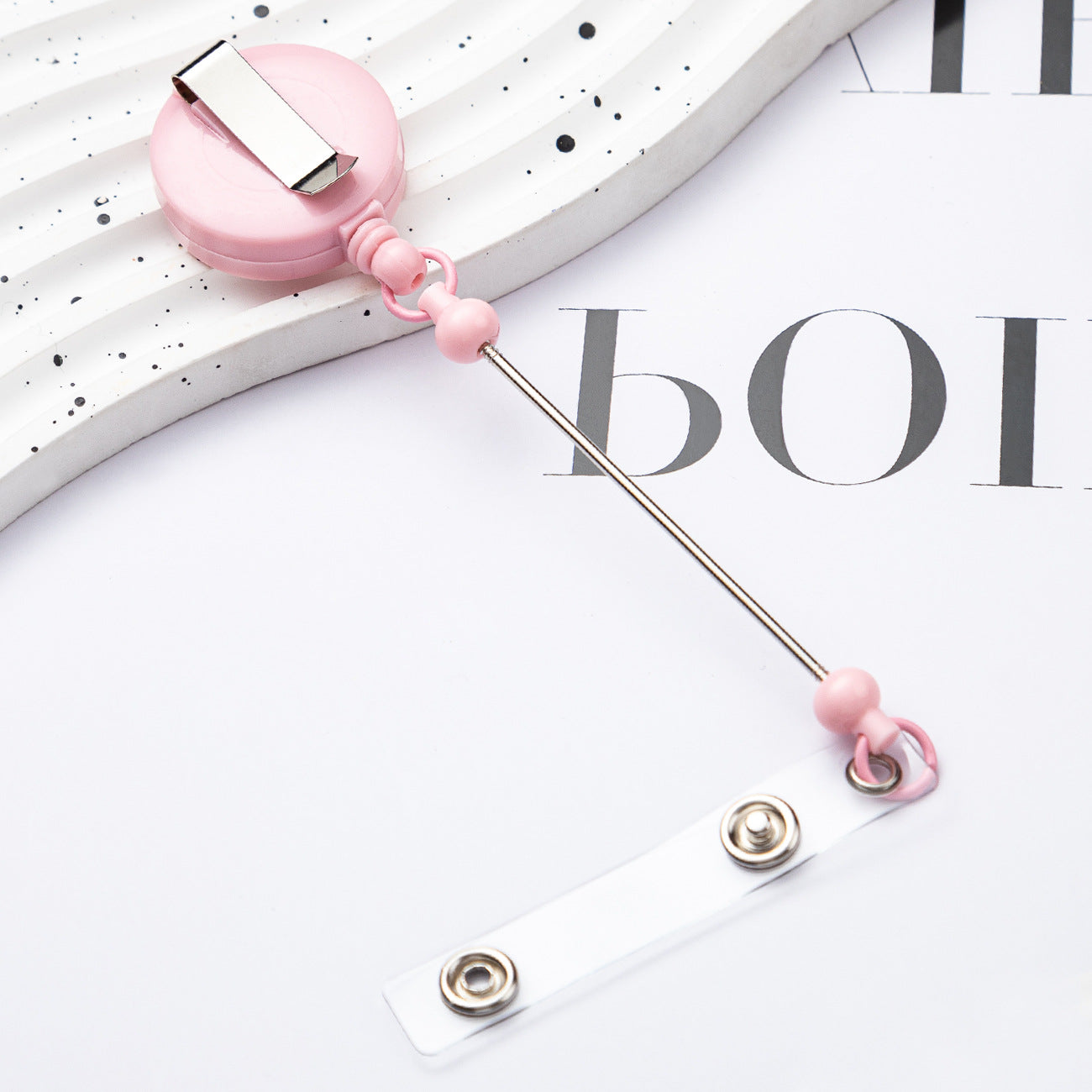 Wholesale 500pcs Badge Reels DIY Beadable Bar Retractable Keychain