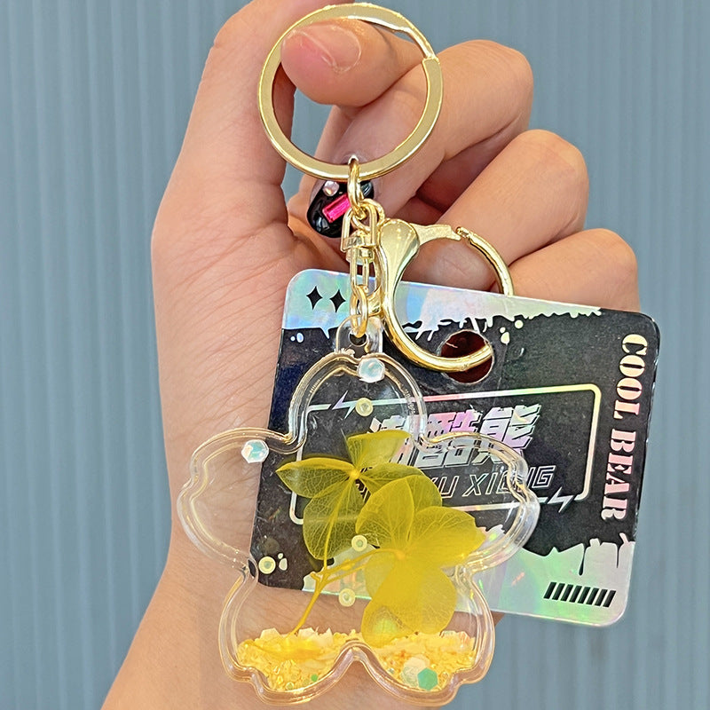 Wholesale Acrylic Dried Flower Series Quicksand Bottle Key Chain