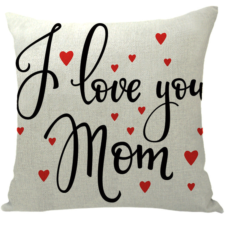 Wholesale Sofa Cushion Home Mother's Day Hug Linen Letter Print Pillowcase