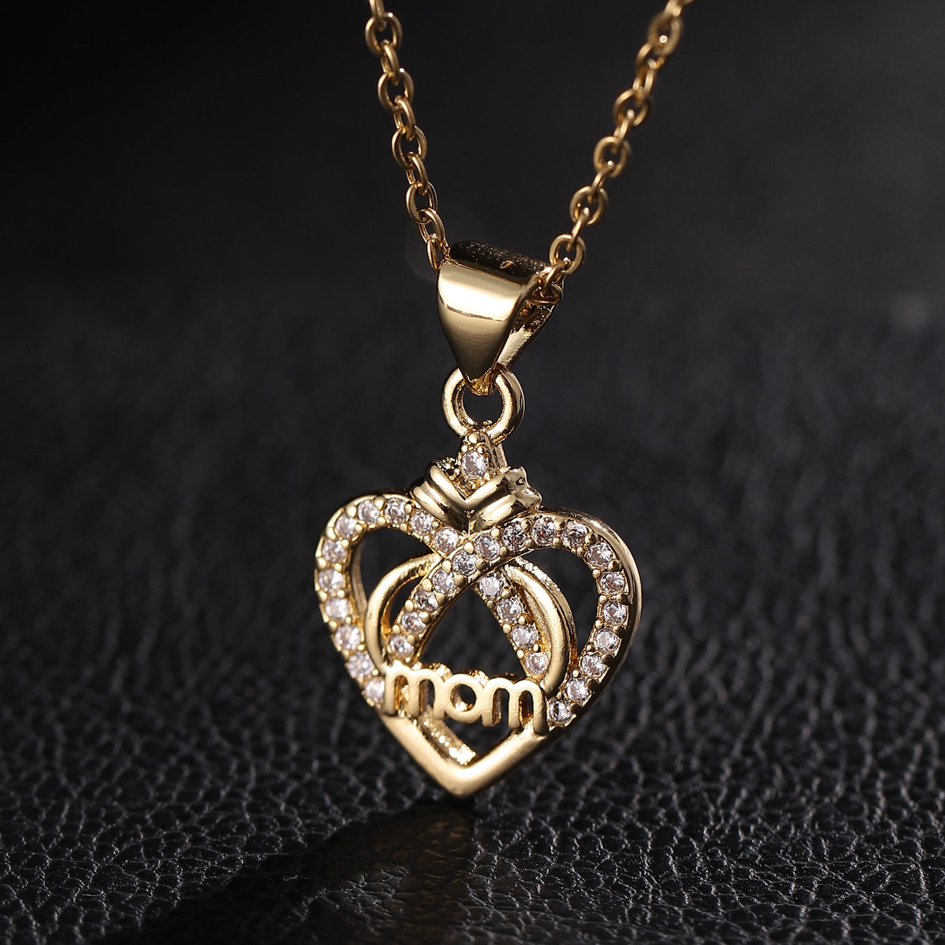 Wholesale Mother's Day Zircon Love Copper Necklaces