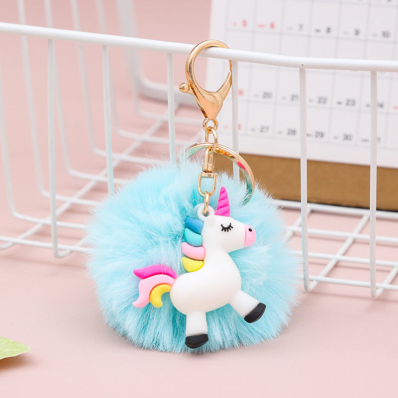Wholesale Cute Hairball Rainbow Horse Keychain