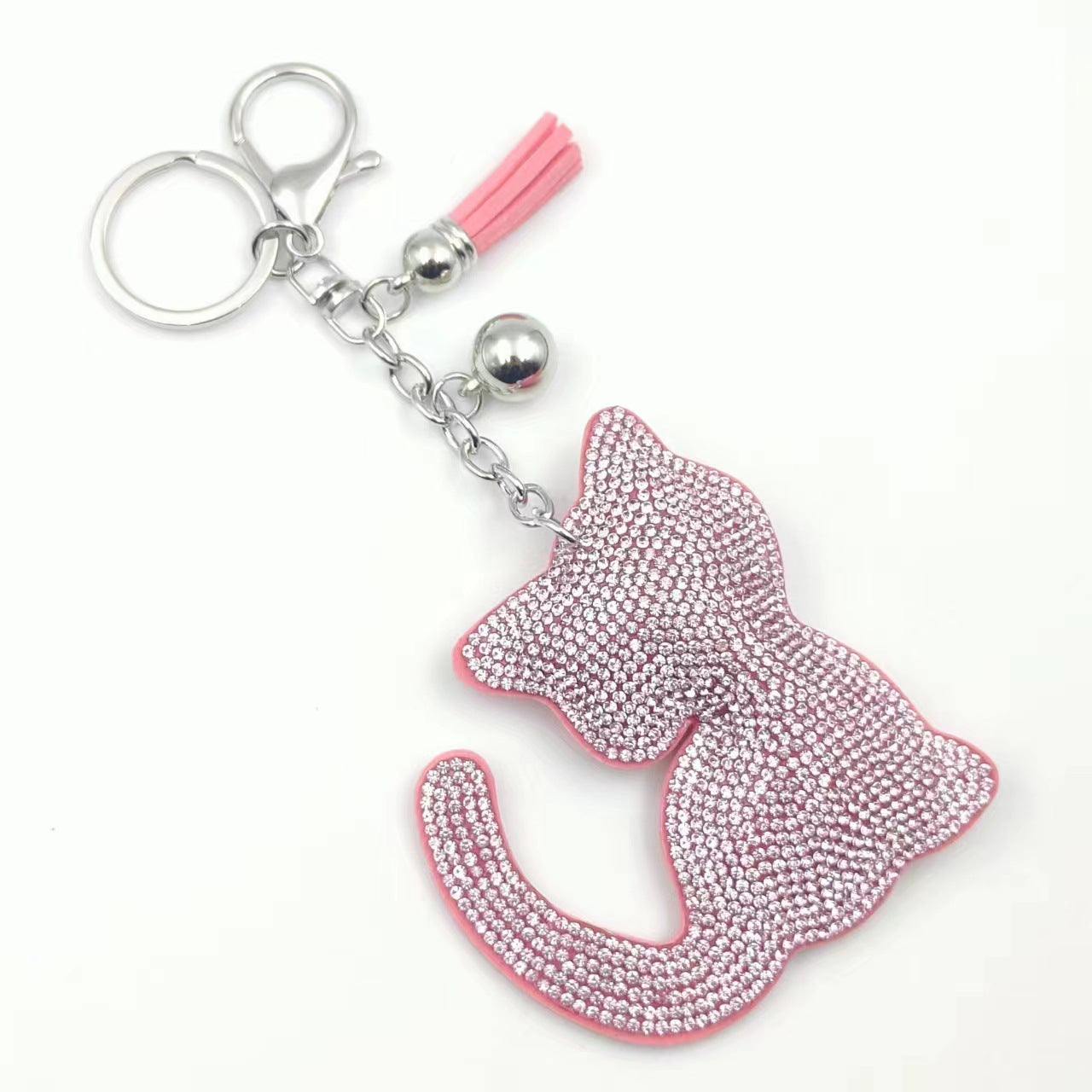 Wholesale  Velvet Diamond Loving Cat Cute Keychain Tassel Small Gift Creative Keychain