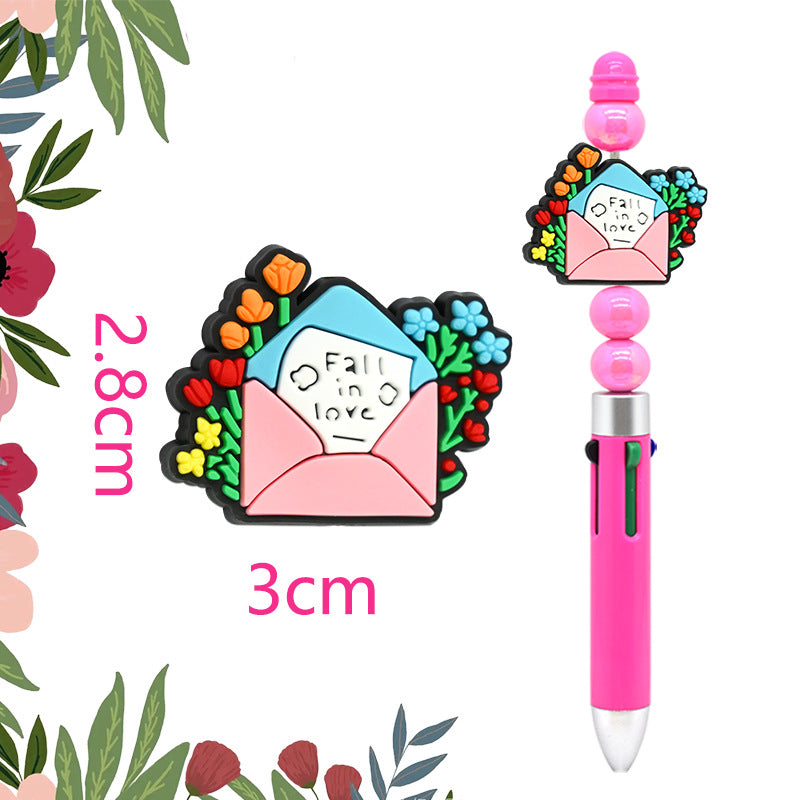 Wholesale Random100pcs LOVE  Beads Soft Rubber Focal Beads   Valentine' s Day