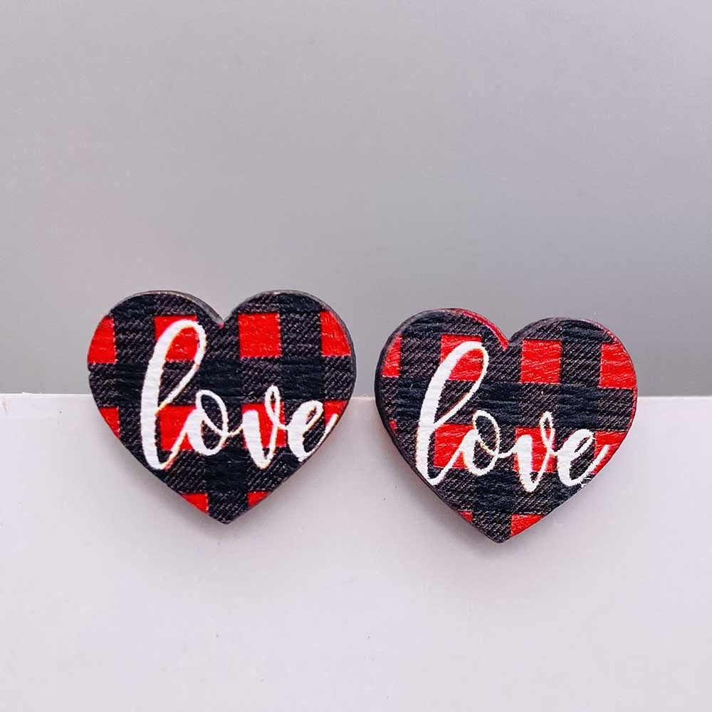 Wholesale Valentine's Day Pink Envelope Dwarf Rose Wooden Earrings