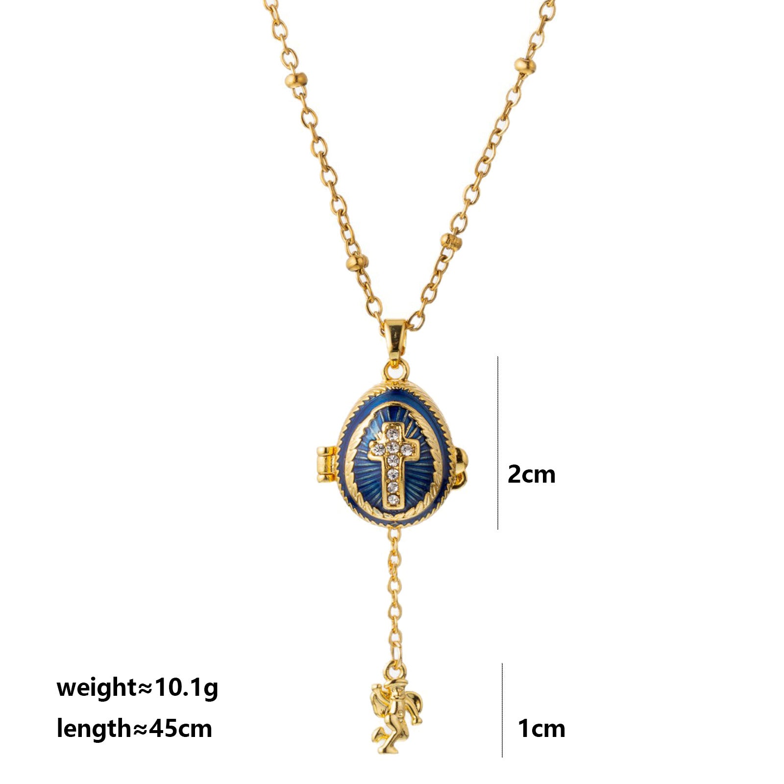 Wholesale Easter Eggs Can Open Little Angel Pendant Copper Necklace