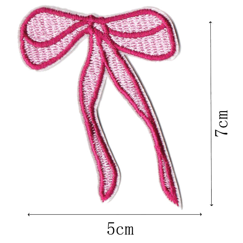 Wholesale Pink bow embroidery DIY Patches