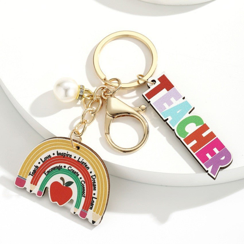 Wholesale Campus style graduation season wooden book keychain