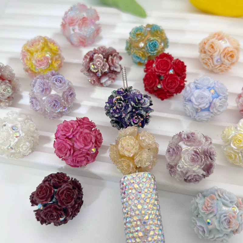 Wholesale 20pcs ceramic clay luminous rose ball beads