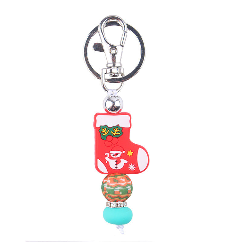 Wholesale Christmas Series Silicone Beaded Keychain