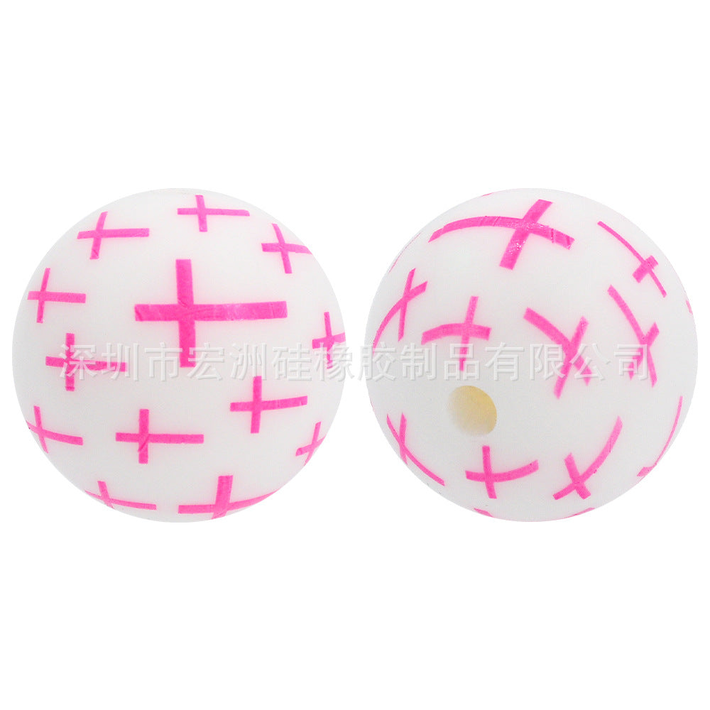 100pcs/pack Cross food grade silicone round beads DIY loose beads