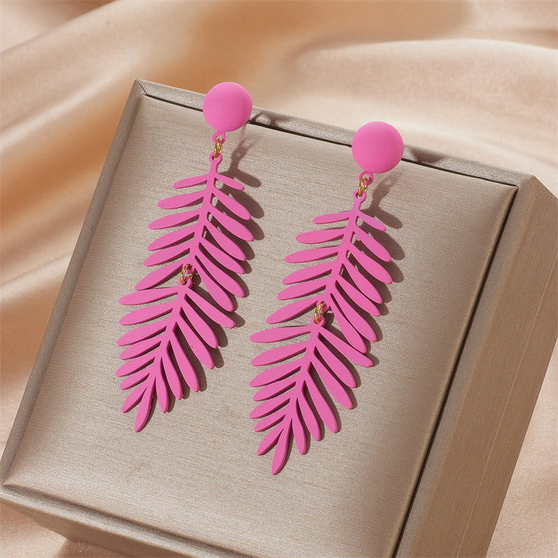 Wholesale Seven Color Leaves 925 Silver Needle Earrings