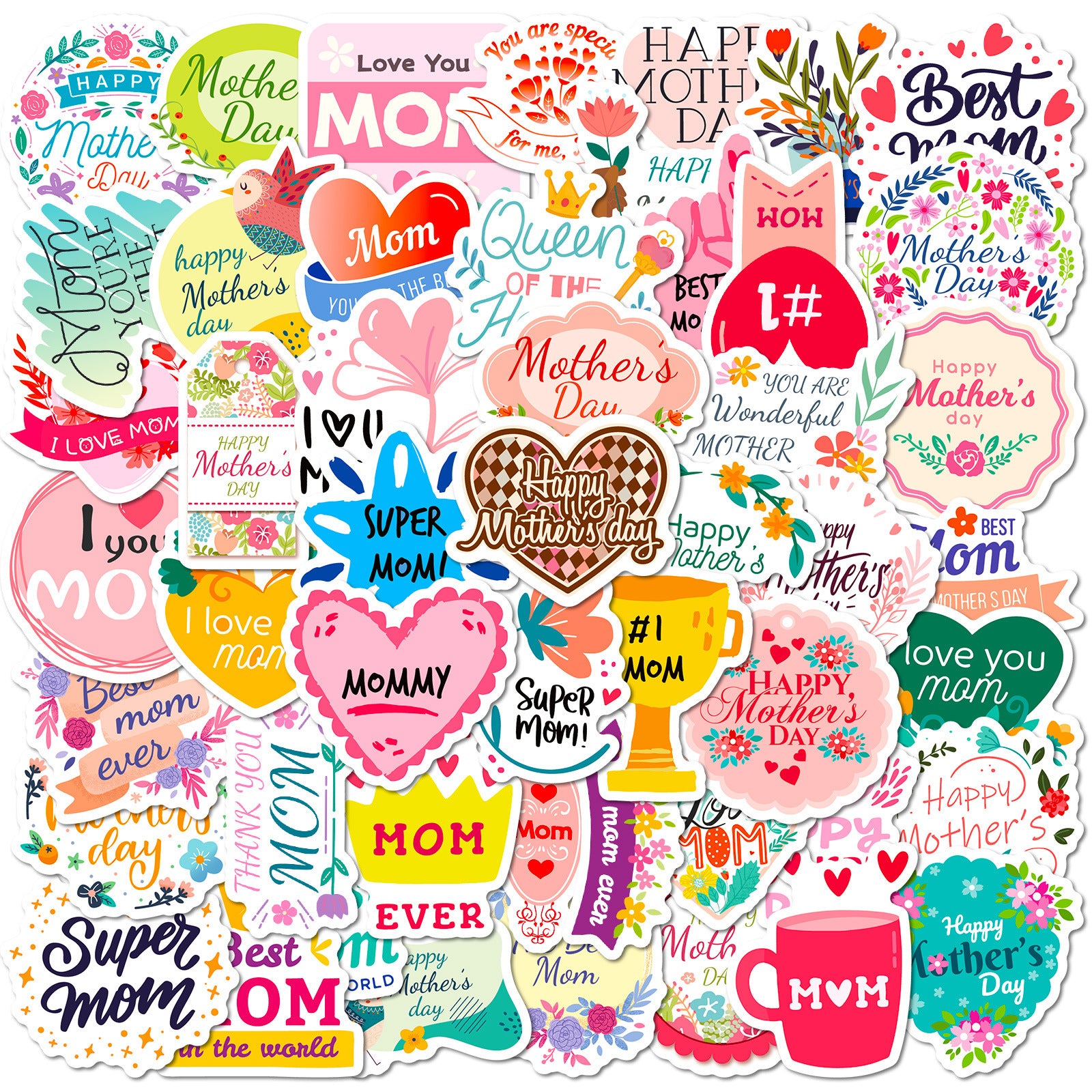 Wholesale 50-200pcs Mother's Day stickers HAPPY MOTHER'S DAY stickers