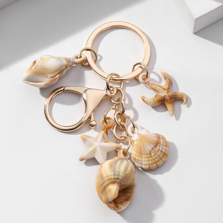 Wholesale Seaside Vacation Shell Conch Sea Star Pentagram Keychain