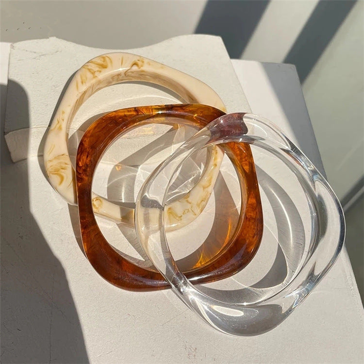 Wholesale fashion new marble acrylic bracelet shaped resin square round bracelet
