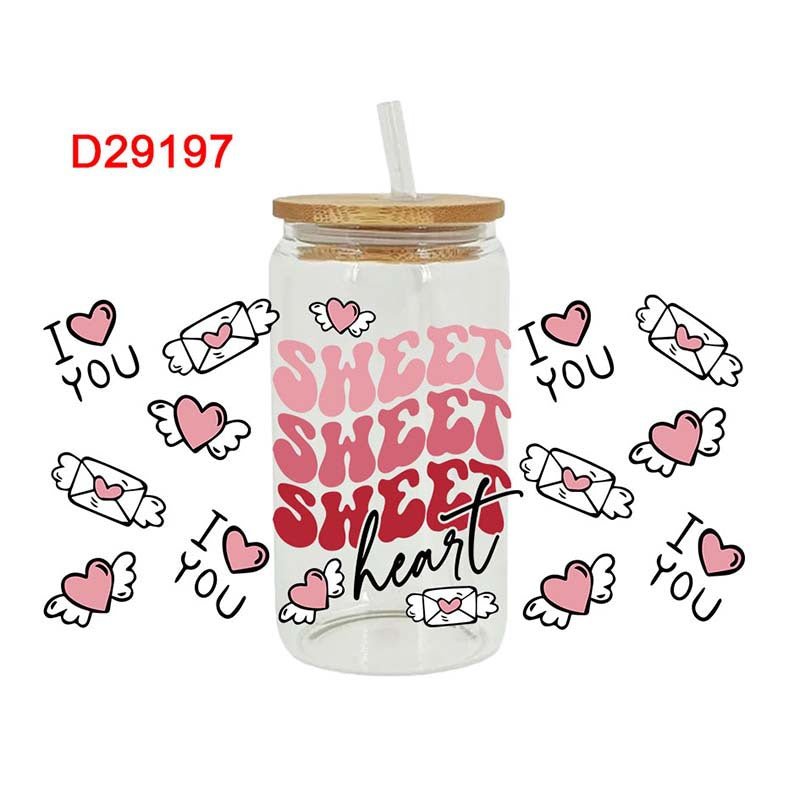 Wholesale Cute Pink Cartoon The Loving Ghost 16oz Cup UV DTF Wraps
