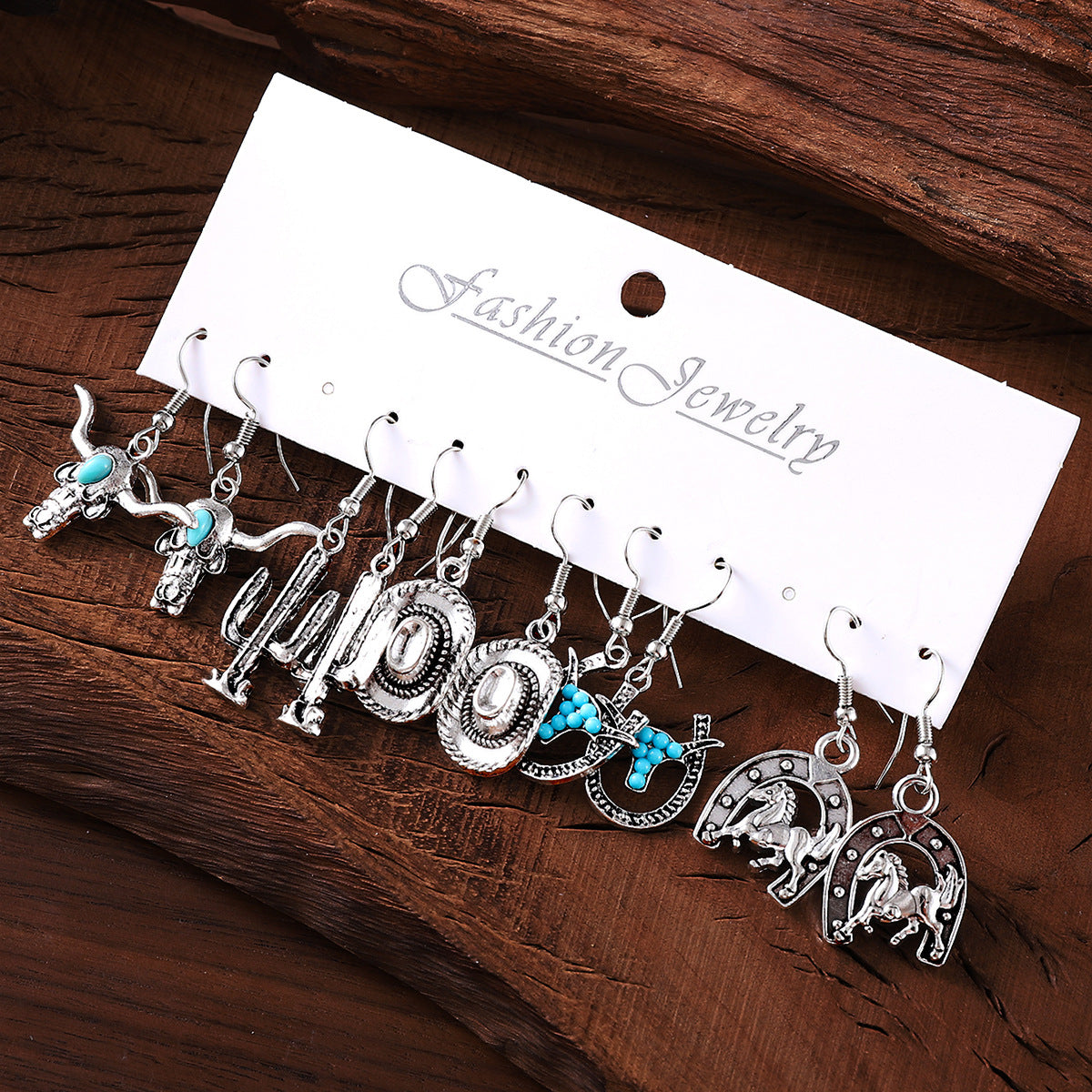 Wholesale Western Cowboy Turquoise Drop Earring Set