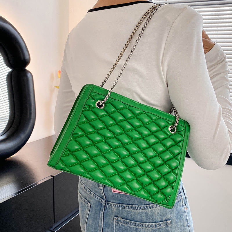 Wholesale Elastic Embroidered Diamond Chain Large Capacity Shoulder Crossbody Square Bag