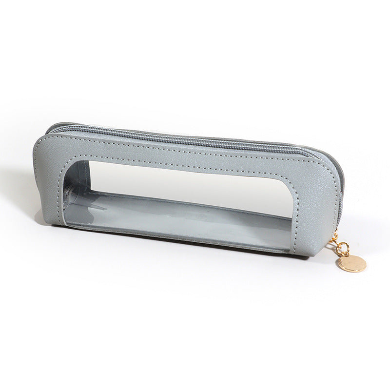 Wholesale Leather transparent large capacity pencil case