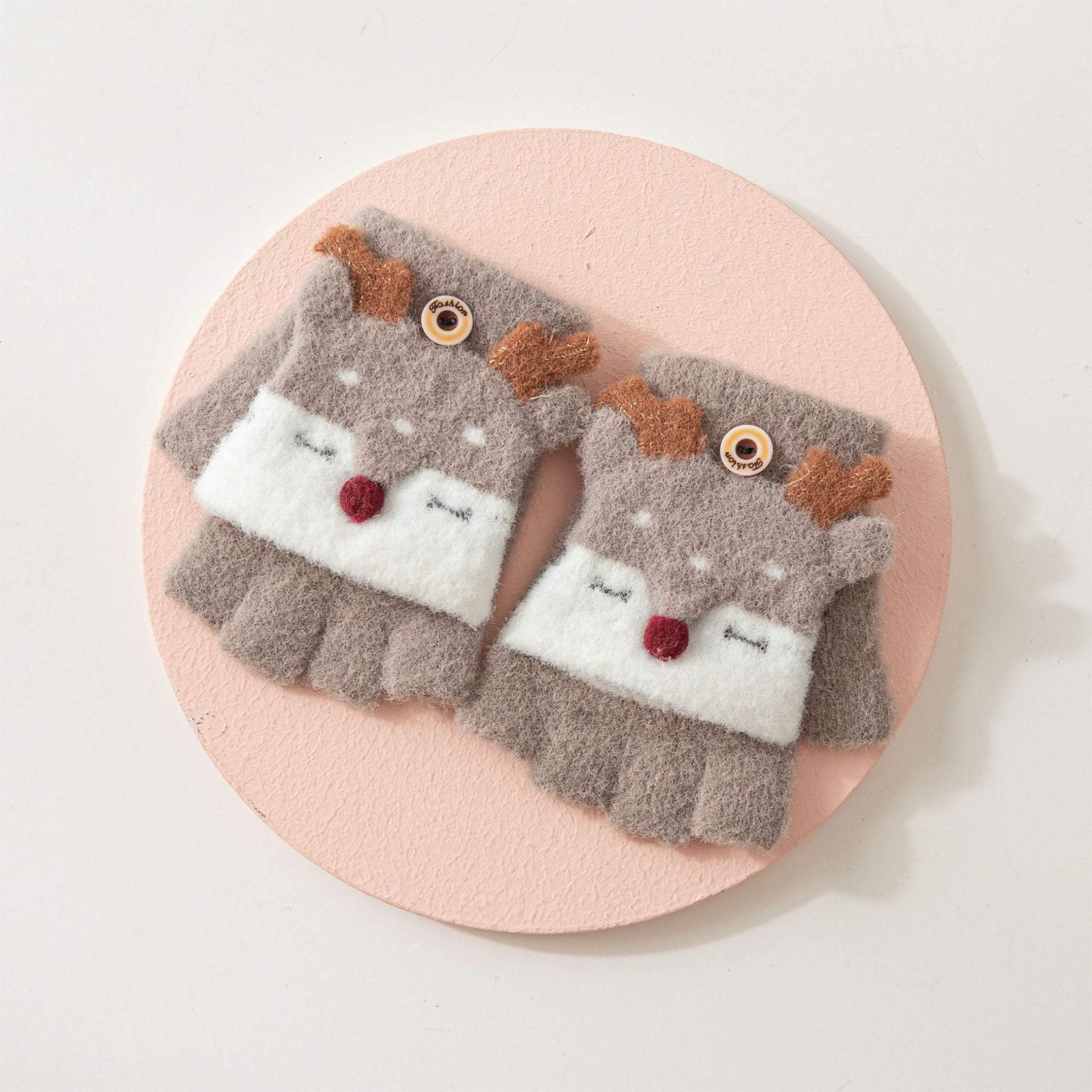 Wholesale Children's Winter Half Finger Covers, Thickened Flip Knitted Wool Gloves