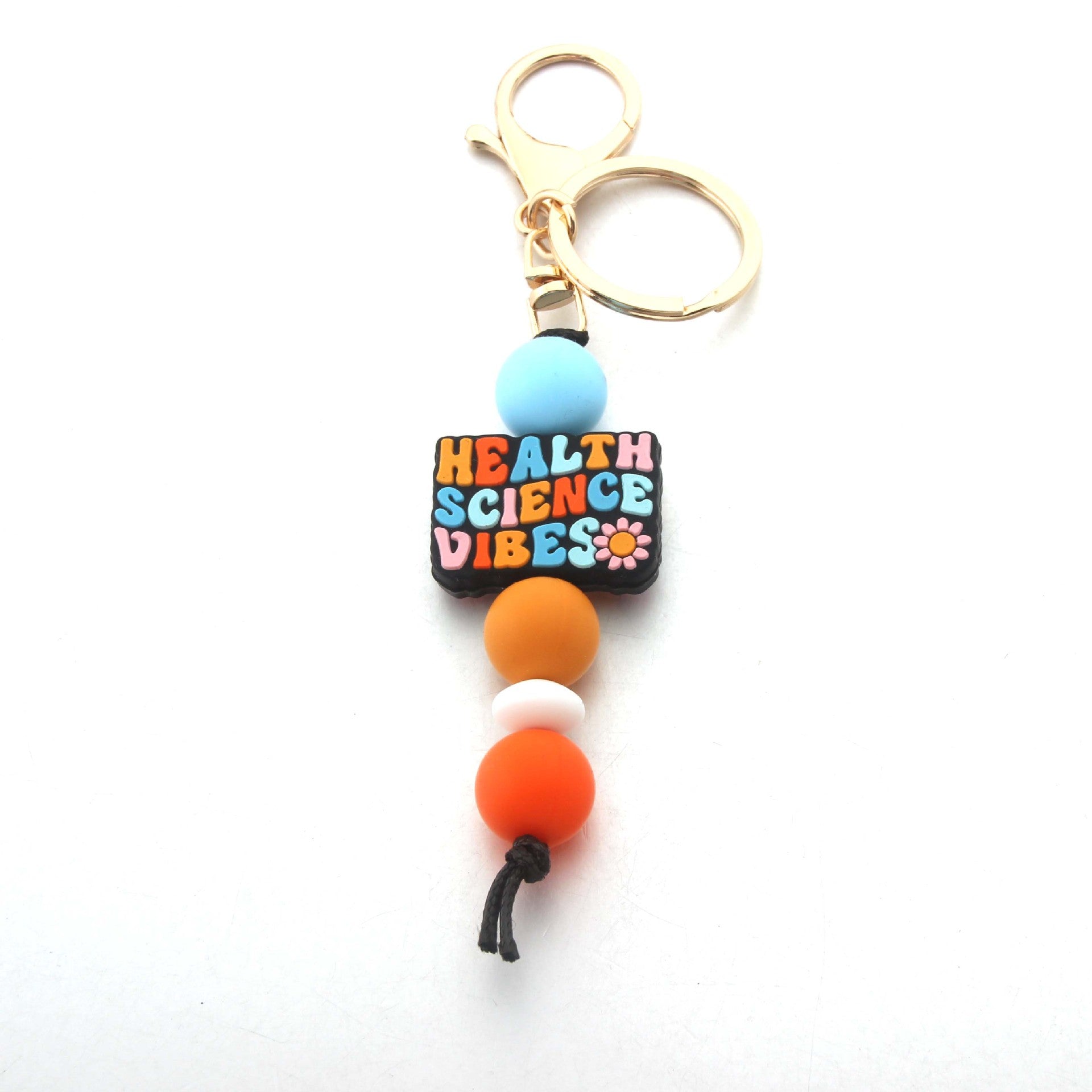 Wholesale Silicone Inspirational Scientist Print Beaded Keychain