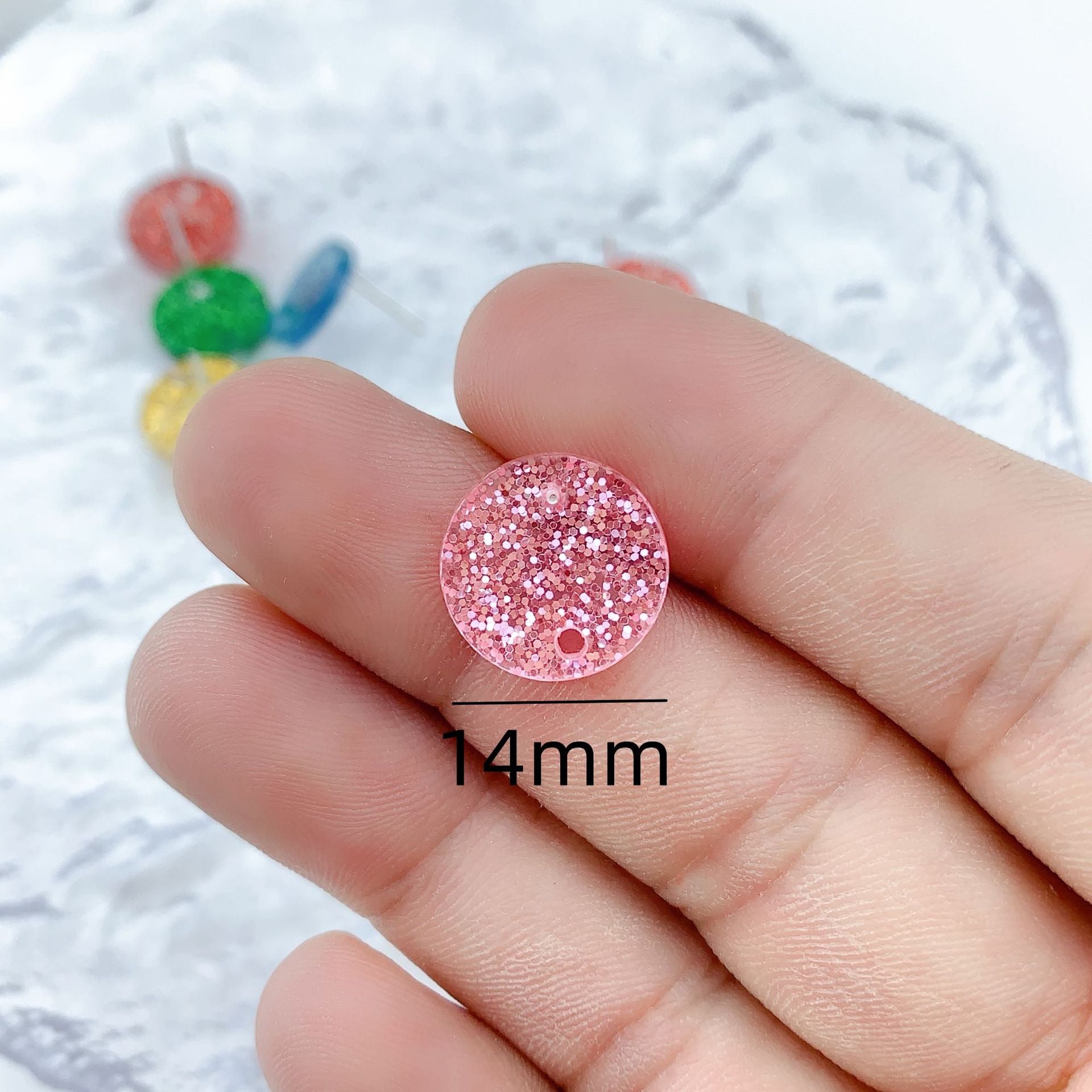 Wholesale 50pcs Handmade DIY Acrylic Onion Powder Round Colorful Earrings