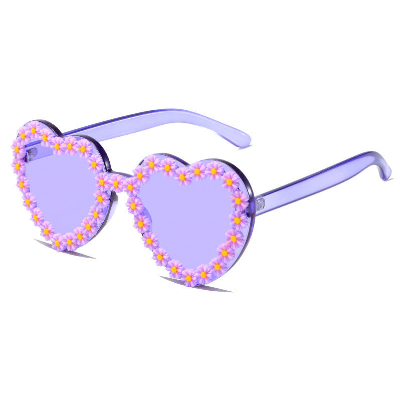 Wholesale Love Green Peach Frame Personalized Flower Sticker Trendy Beach Sunglasses