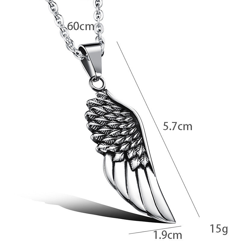 Wholesale Wings Titanium Steel Necklace Hip Hop All-match Angel Wing Pendant