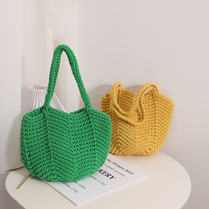 Wholesale Single Shoulder Crochet Vacation Beach Grass Woven Bags