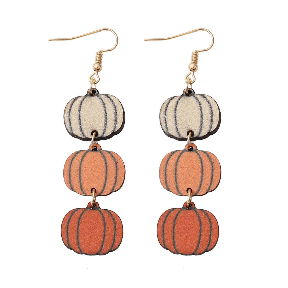 Wholesale Thanksgiving  Pendant Earrings Wooden Double-Sided Earrings