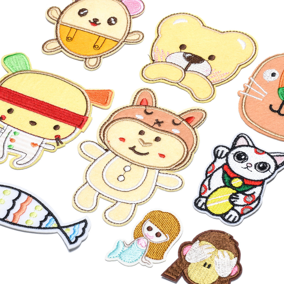 Wholesale Cute Cartoon Embroidered Patch Set Decorative Clothing Accessory DIY Craft Sew On Applique Boutique Resale Gift