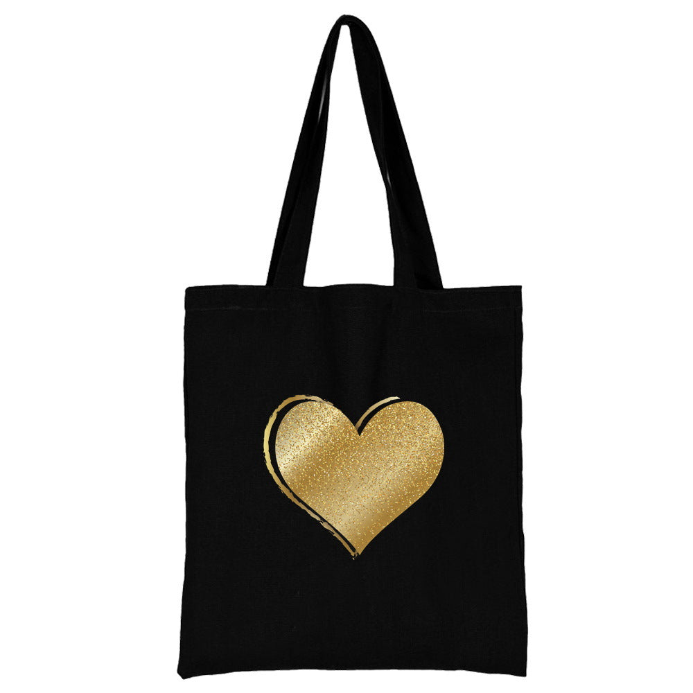 Wholesale Love Pattern Printed Canvas Bag Environmental Protection Handbag Shopping Bag