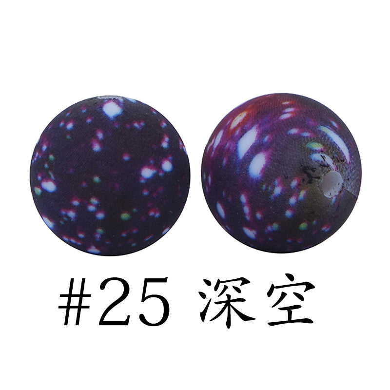 Wholesale 50pcs 16mm Print Silicone Beads Colorful Silicone Water Transfer Beads