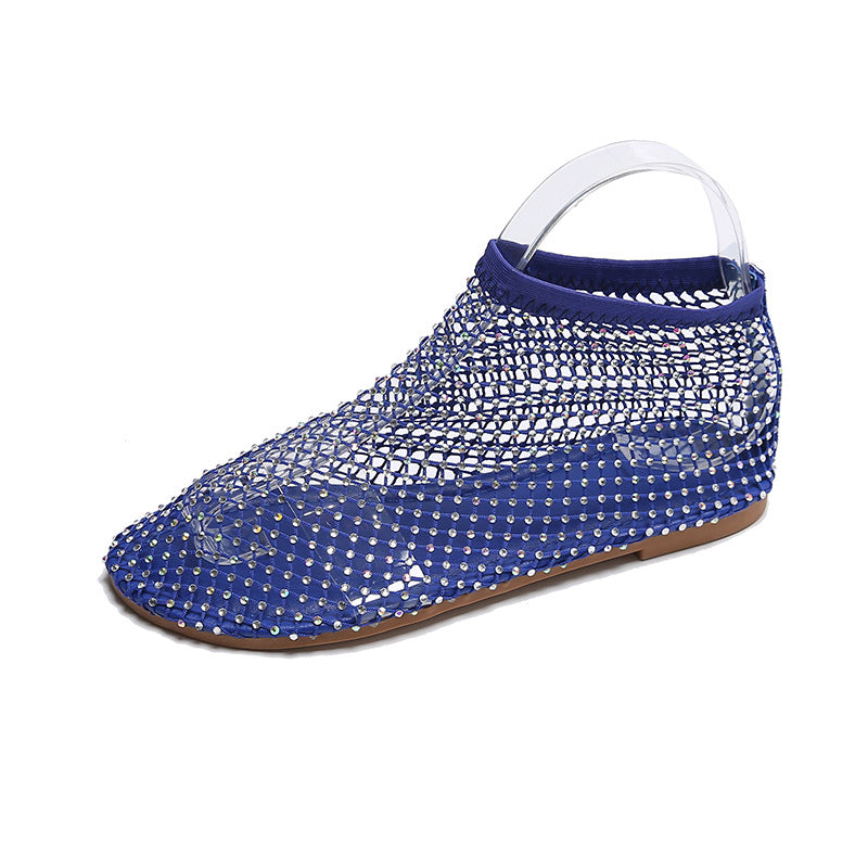 Wholesale Round Toe Sandals Hollow Diamond Ankle Boots Sandals