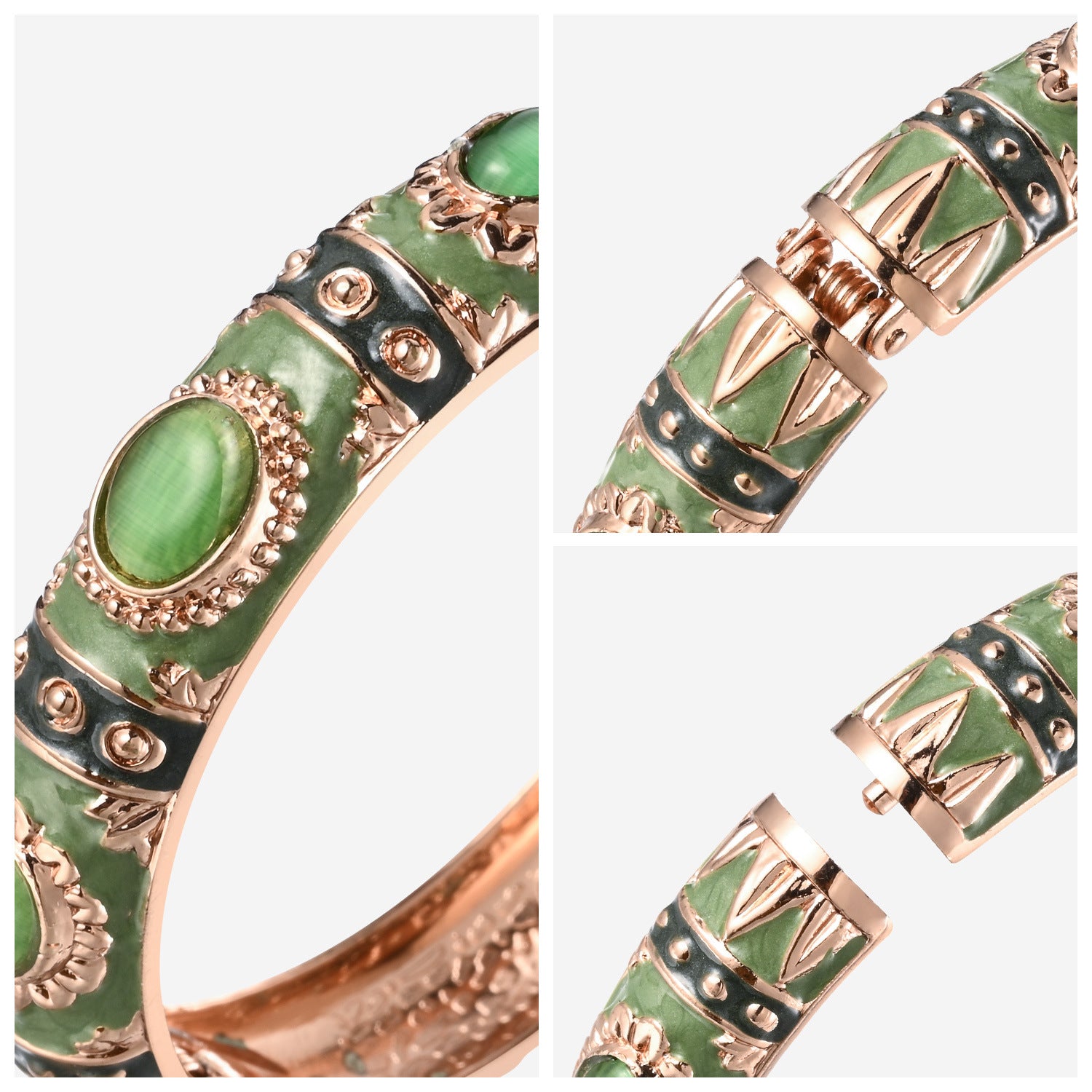 Brazalete de aleación de ópalos de apertura de cloisonne al por mayor