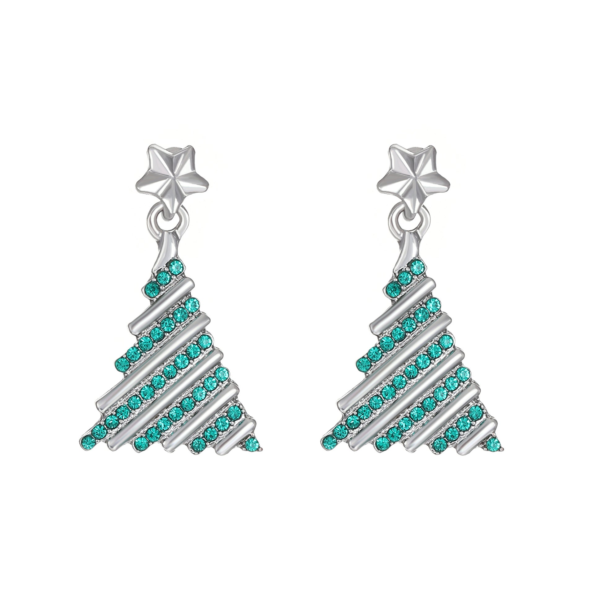 Wholesale Creative New Diamond Christmas Tree Earrings