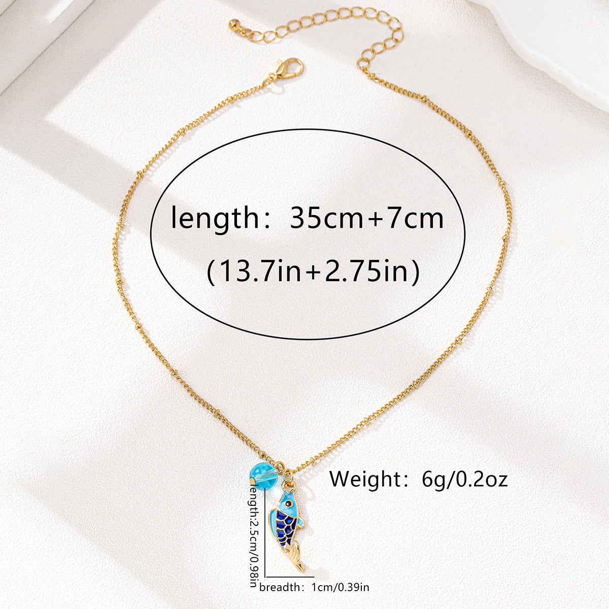 Wholesale Fashion Trend Marine Life Oil Drop Blue Fish Koi Pendant Necklace