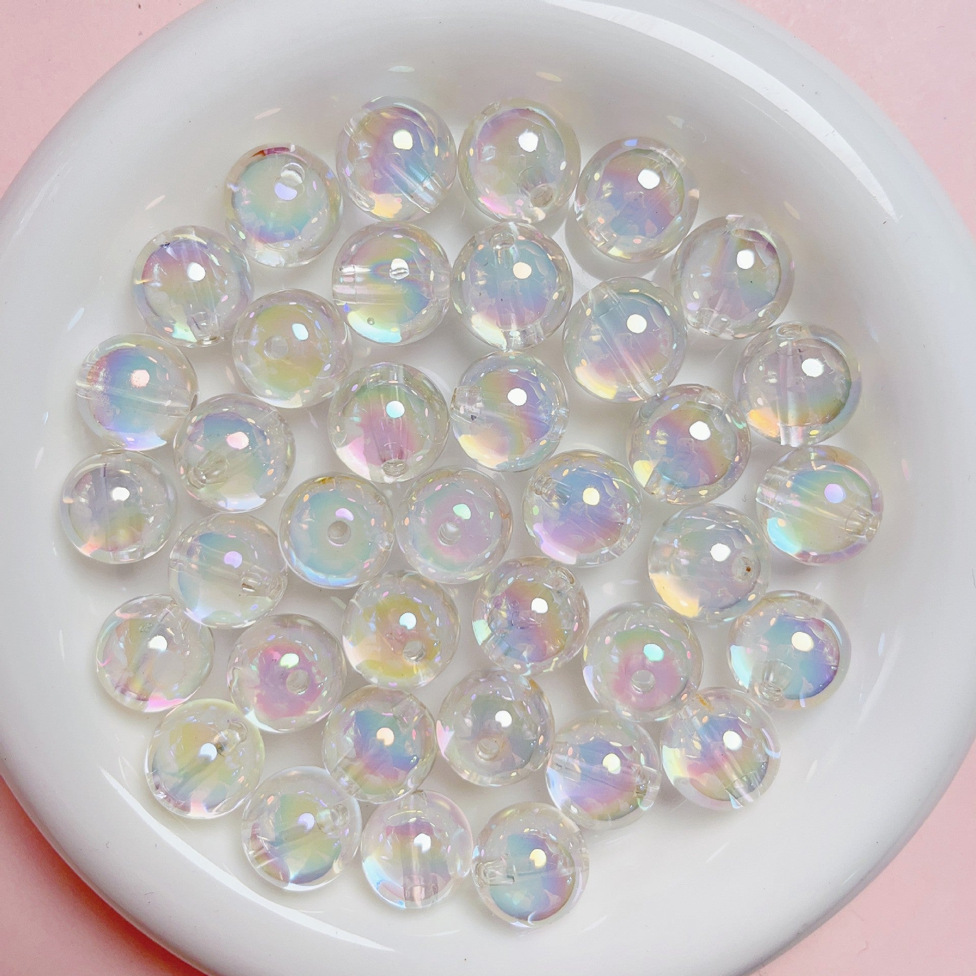 Wholesale 10pcs 16mm UV transparent sugar core round beads straight hole beads