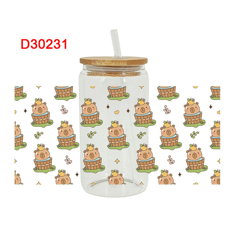 Wholesale Rainbow Flower Cartoon Animal 16oz Cup UV DTF Wraps OLY Exclusive