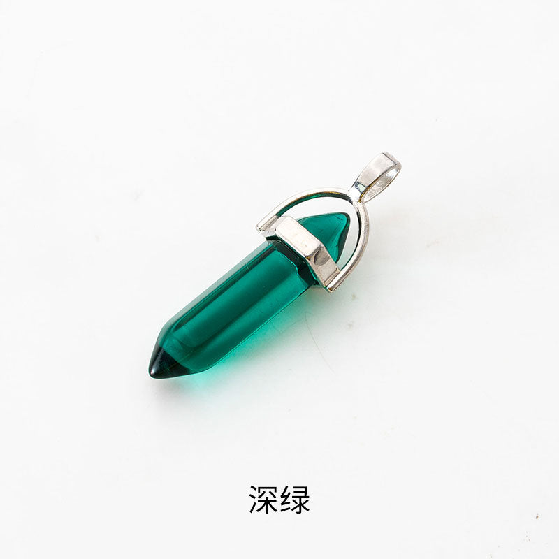Wholesale Fashion Hexagonal Column Diamond Bullet Pendant Accessories Glass Pendant Glass Necklace Jewelry