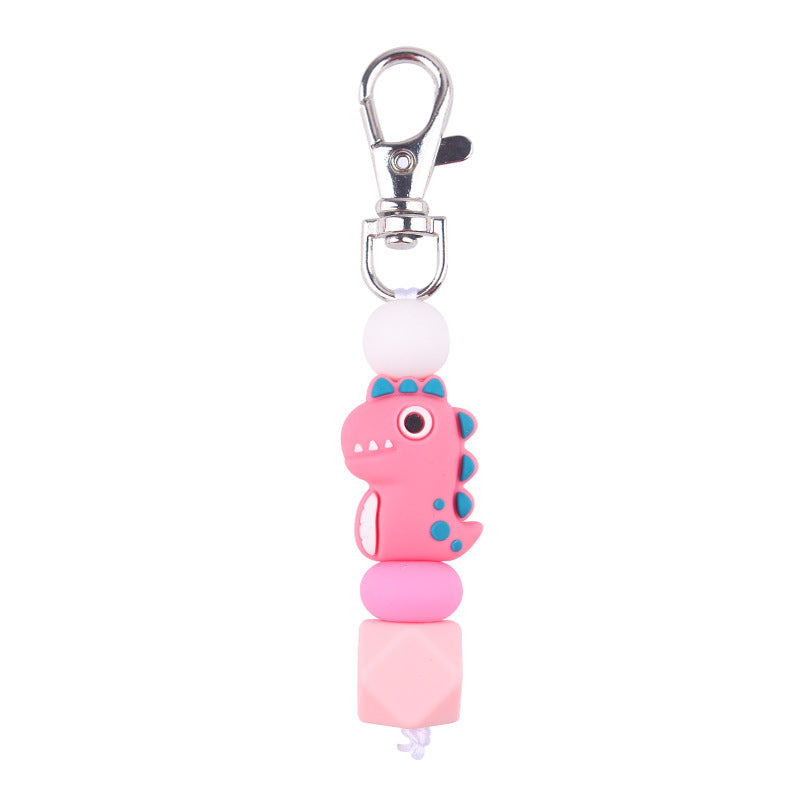 Wholesale Creative 3D Cartoon Pink Dinosaur Silicone Keychain