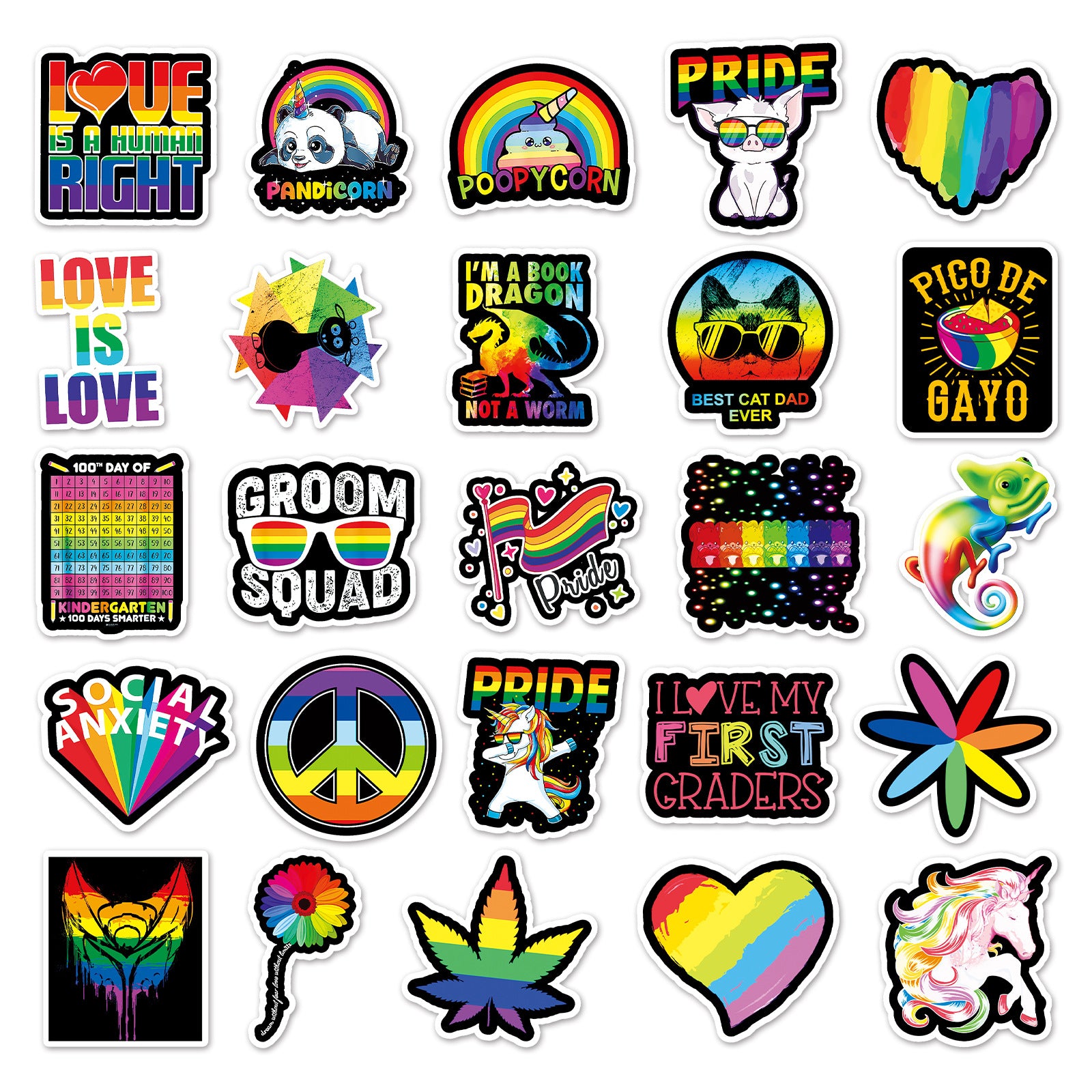 Wholesale 50pcs Rainbow DIY Color Series Cartoon Stickers