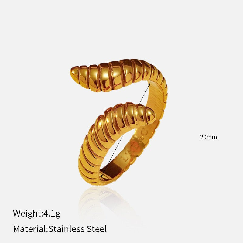 Wholesale Trendy Glossy Open Titanium Steel Ring Stainless Steel 18K Gold Plated Niche Ring