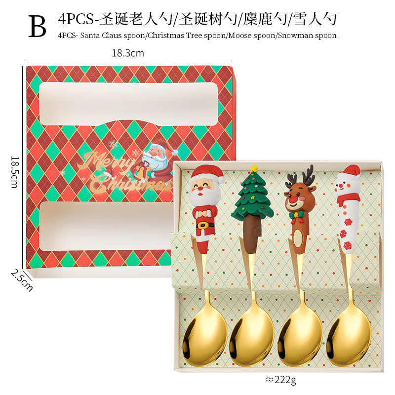 Wholesale Christmas Tableware Dessert Spoon Fork Cartoon  Spoon