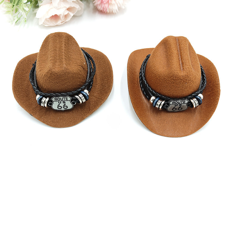 Wholesale Yama gentleman cowboy hat son mini pet hat birthday party hat weilai car 66 ornament hat