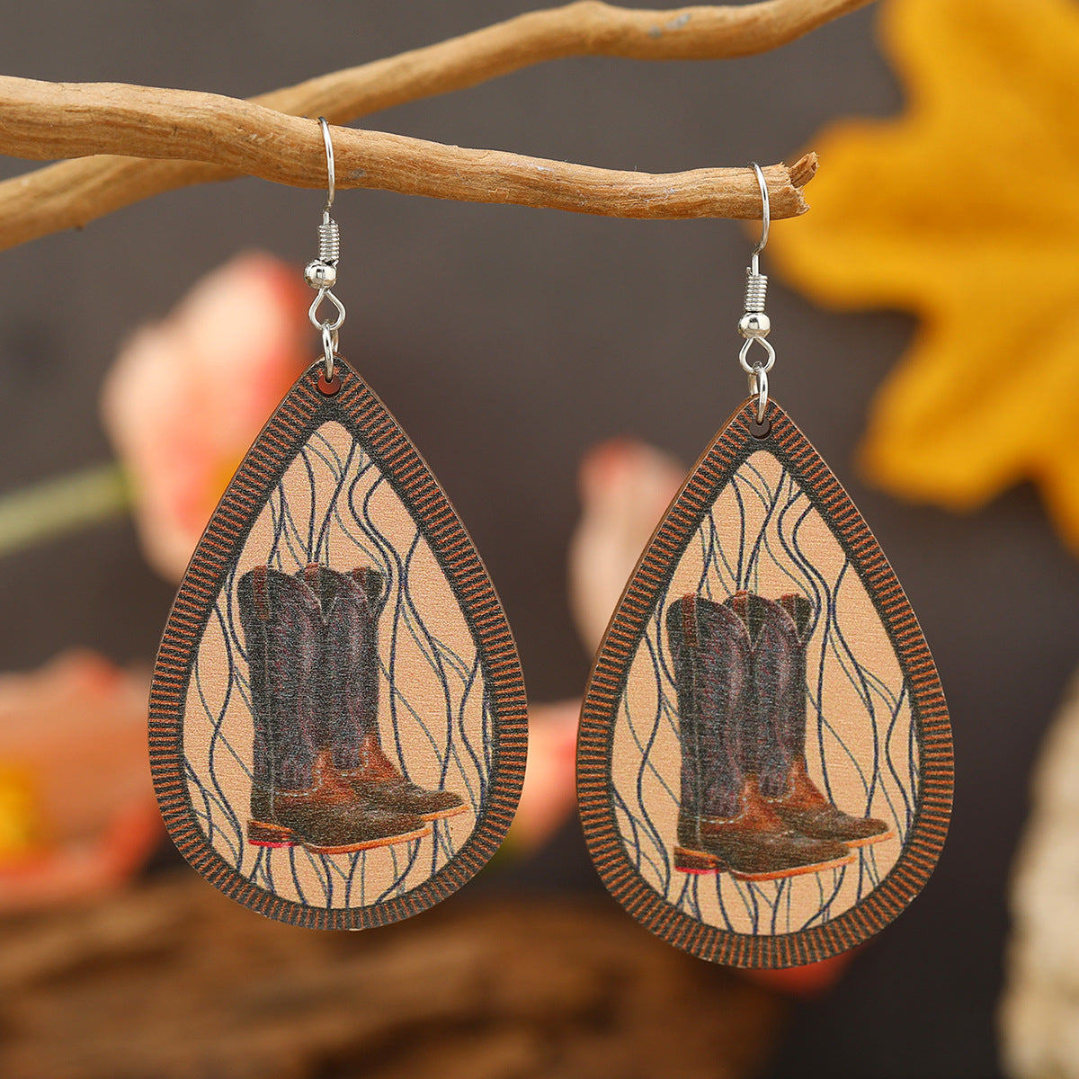 Wholesale Drop Long Western Style Wooden Earrings