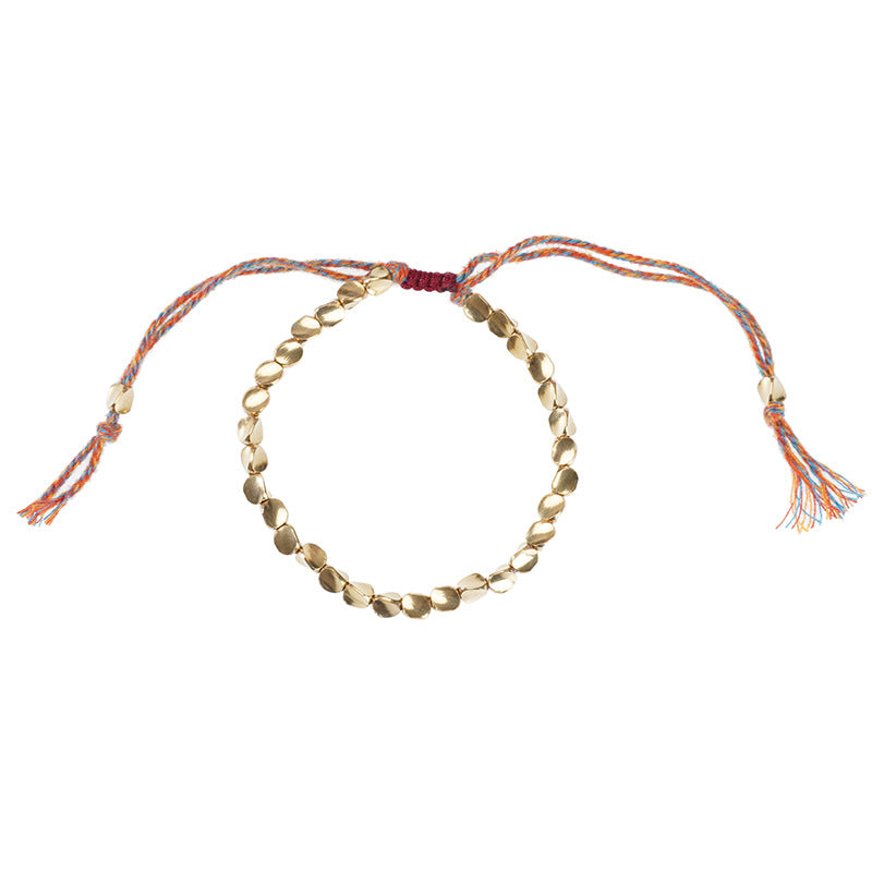 Wholesale Braided Special-shaped Copper Beads Pull Tassel Bracelet