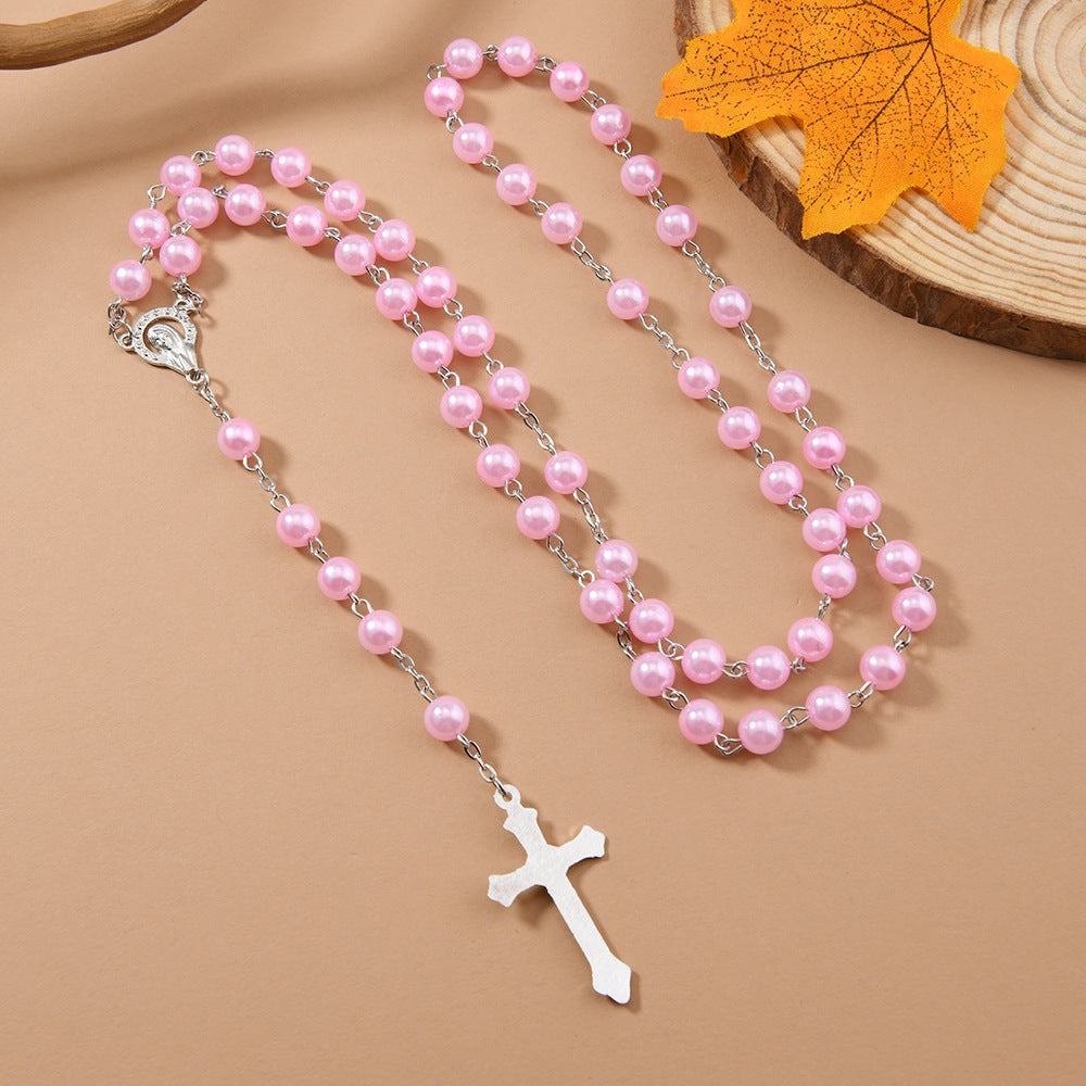 Wholesale 3pcs Pearl Cross Rosary Bracelet